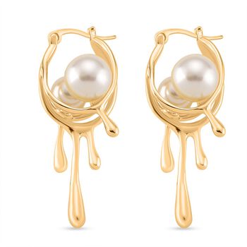 Wei&szlig;er Kristall Ohrringe, Legierung emailliert, Goldfarben