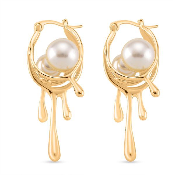 Wei&szlig;er Kristall Ohrringe, Legierung emailliert, Goldfarben image number 4