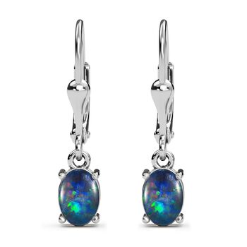 AAA Boulder Opal Triplette Ohrringe 925 Silber Platiniert (10-15 Werktage Lieferzeit) ca. 1.87 ct
