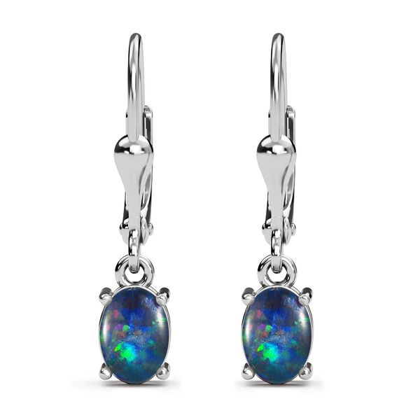 AAA Boulder Opal Triplette Ohrringe 925 Silber Platiniert (10-15 Werktage Lieferzeit) ca. 1.87 ct