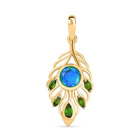 Pfau Quarz Triplett und natürlicher Chromdiopsid-Anhänger - 2,02 ct.