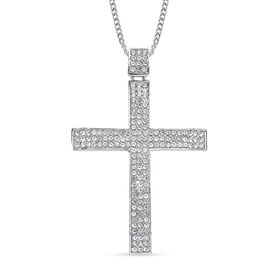 Weißer Kristall-Anhänger mit Kette in Silberton - 10 ct.