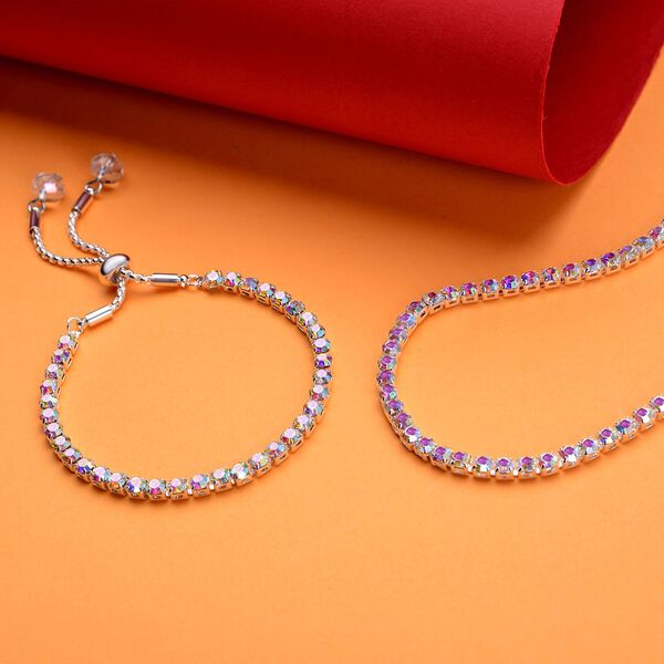 Mehrfarbige Kristall-Halskette mit Armband - 136 ct. image number 2