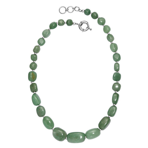 Gr&uuml;ner Aventurin Halskette ca. 45 cm Nickelfreies Messing platiniert ca. 320.00 ct image number 3