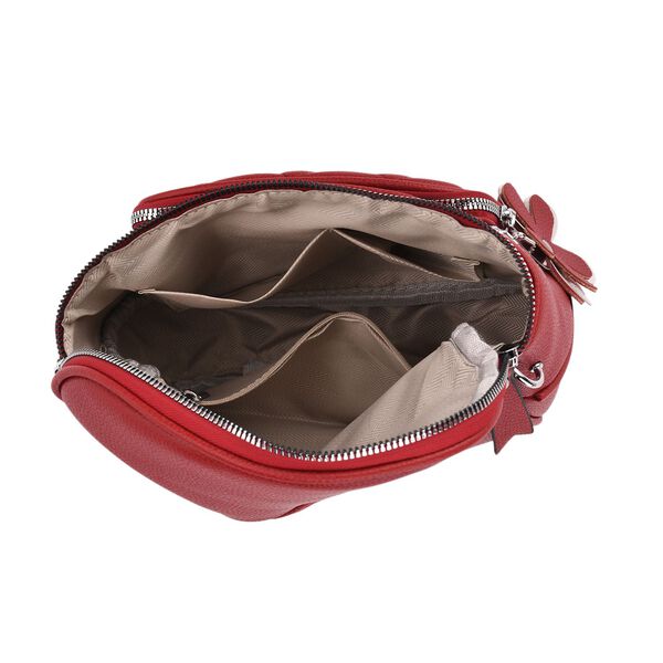 PU Crossbody Tasche mit gemustertem Riemen, 22x8x19cm, Rot image number 6