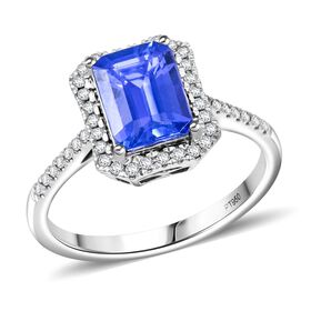 RHAPSODY zertifiziert und geprüft AAAA Tansanit und VS Diamant Ring in 950 Platin - 3 ct.