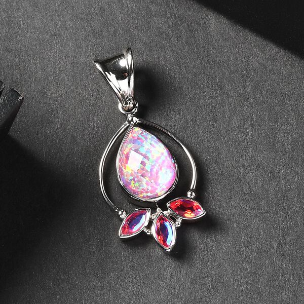 Sajen Silber-Opal Dublett, Mystischer Quarz des Regenbogenvulkans Anh&auml;nger 925 Silber rhodiniert ca. 4.20 ct image number 1