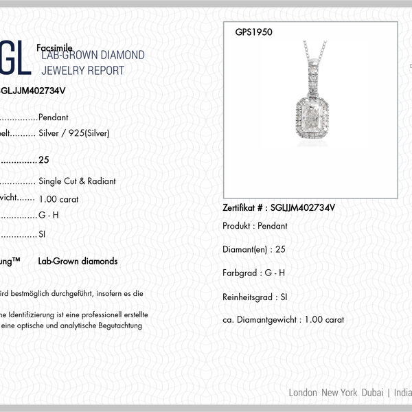 LUXURIANT DIAMOND - Lab Grown Diamant SI-GH Schmuckset ca. 50 cm 925 Silber Rhodiniert ca. 1,00 ct. image number 6