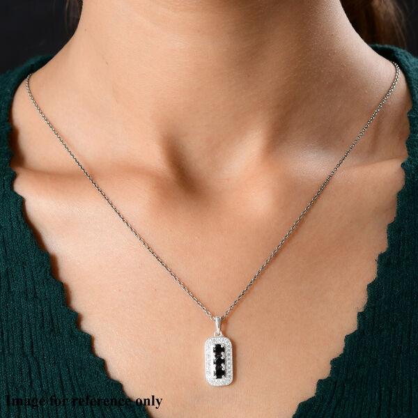 Schwarzer Spinell und Zirkon Anh&auml;nger 925 Silber ca. 1,63 ct image number 2