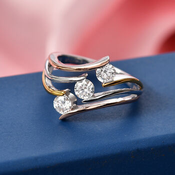 EVER TRUE Moissanit Ring Nickelfreies Messing YG und RG und PE (Gr&ouml;&szlig;e 17.00) ca. 0,71 ct