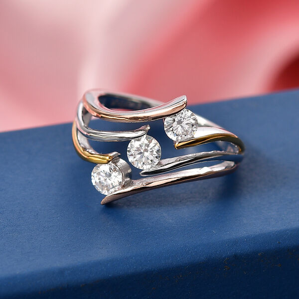 EVER TRUE Moissanit Ring Nickelfreies Messing YG und RG und PE (Gr&ouml;&szlig;e 17.00) ca. 0,71 ct image number 1