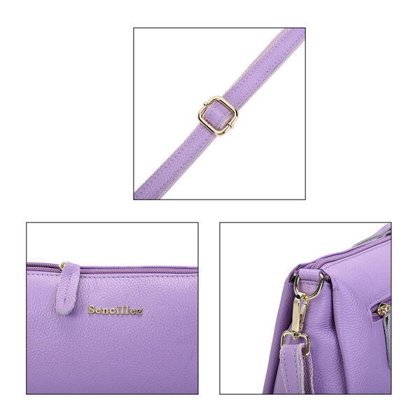 Sencillez Crossbody Tasche aus echtem Leder,  Größe 28x9x17 cm, Lila image number 5
