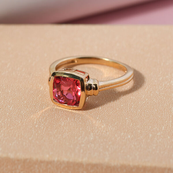 Sonnenuntergang Quarz Solitär Ring 925 Silber vergoldet image number 2