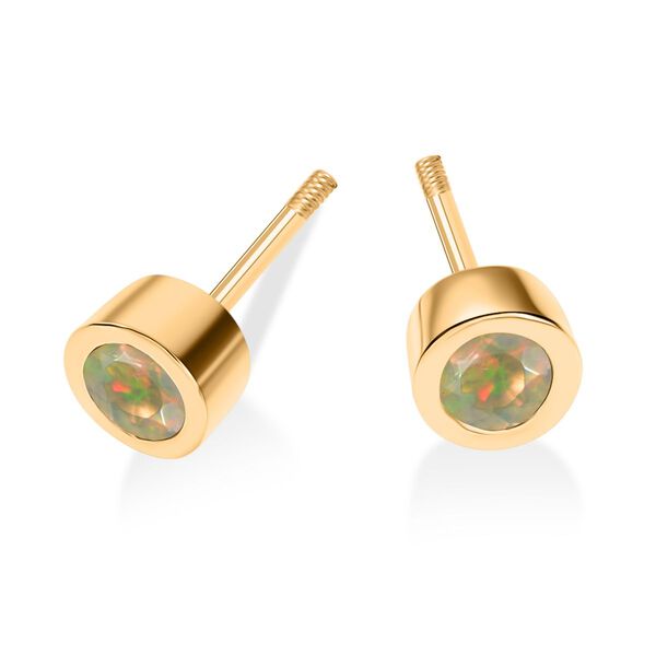 Nat&uuml;rliche, &auml;thiopische Welo Opal Ohrringe, 925 Silber 750 Gelbgold Vermeil - 0,35 ct. image number 6