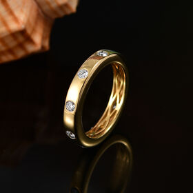 LUXURIANT VS-EF Labor Diamant Ring, 925 Silber 750 Gelbgold Vermeil - 0,50 ct.