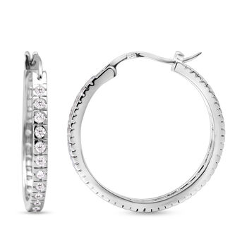 Lustro Stella - wei&szlig;e Zirkonia-Creolen, 925 Silber rhodiniert ca. 1.26 ct