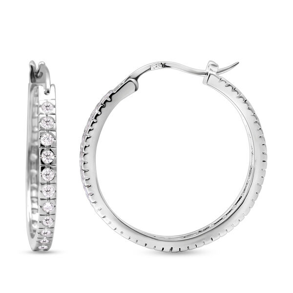 Lustro Stella - wei&szlig;e Zirkonia-Creolen, 925 Silber rhodiniert ca. 1.26 ct