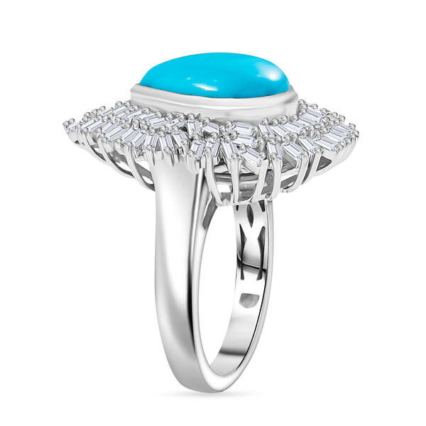 D joy Sleeping Beauty Türkis, Moissanit Ring 925 Silber rhodiniert (Größe 19.00) ca. 4.76 ct image number 5