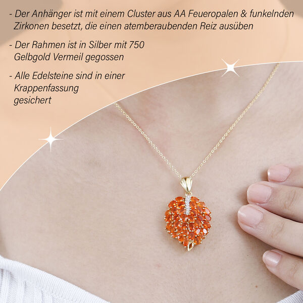 AA Feueropal und Zirkon Anhänger mit 45cm Kette - 3,55 ct. image number 3