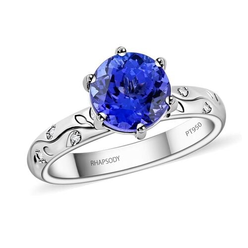 Rhapsody AAAA Tansanit, Weißer Diamant Ring 950 Platin (Größe 17.00) ca. 2,50 ct image number 0
