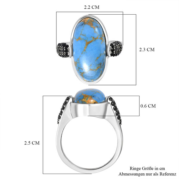 EverTrue blauer T&uuml;rkis und schwarzer Spinell Ring - 8,30 ct. image number 7