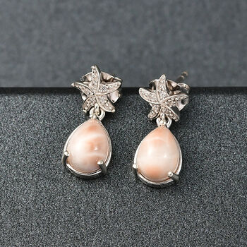 Djoy AA Natrolith, Wei&szlig;er Zirkon Ohrringe 925 Silber rhodiniert ca. 2.30 ct