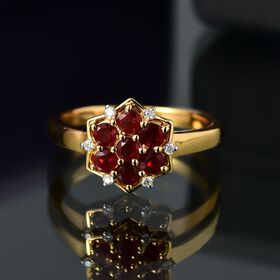 D'Joy AA mexikanischer Kirschfeuer-Opal und Moissanit Ring - 0,48 ct.