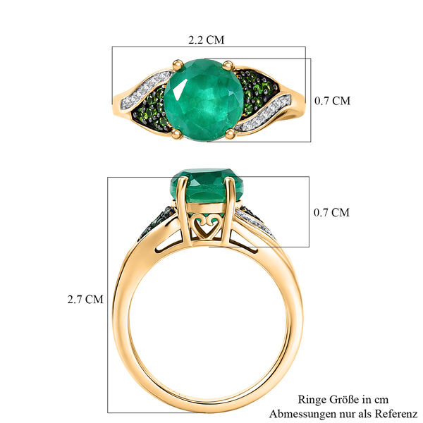 D'Joy - Doppelte Flamme Smaragd-Quarz Triplette, Nat&uuml;rlicher Chromdiopsid Ring 925 Silber 750 Gelbgold Vermeil (Gr&ouml;&szlig;e 20.00) ca. 2.65 ct image number 6