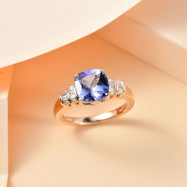 AA Tansanit und Diamant Ring in 375 Gold - 2,31 ct. image number 10