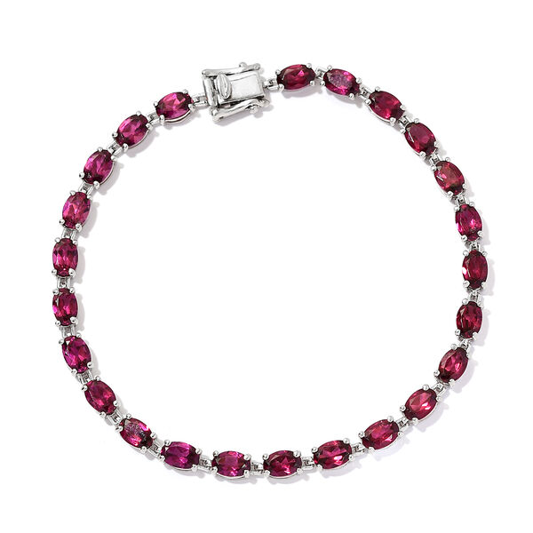 Rhodolith Granat Armband ca. 19 cm 925 Silber platiniert ca. 13,18 ct