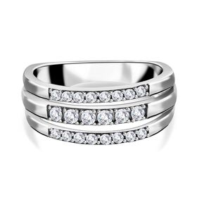 Lustro Stella - Weißer Zirkonia Ring, 925 Silber rhodiniert (Größe 19.00)