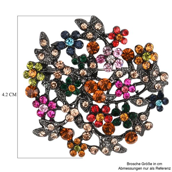 Mehrfarbiger Kristall Brosche  Schwarz image number 6