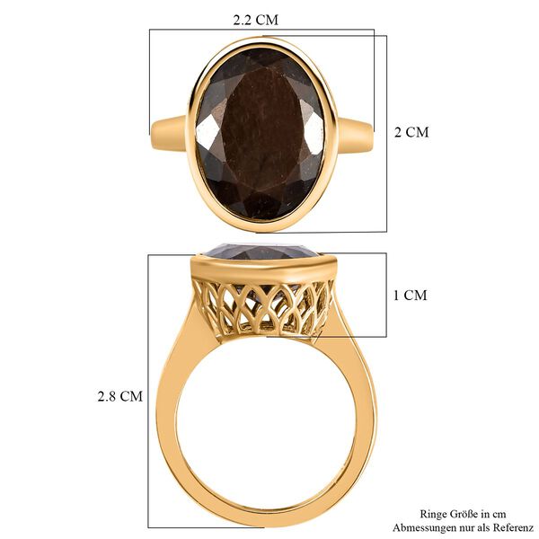 Chocolate Saphir Ring, 925 Silber Gelbgold Vermeil, ca. 11.36 ct image number 7