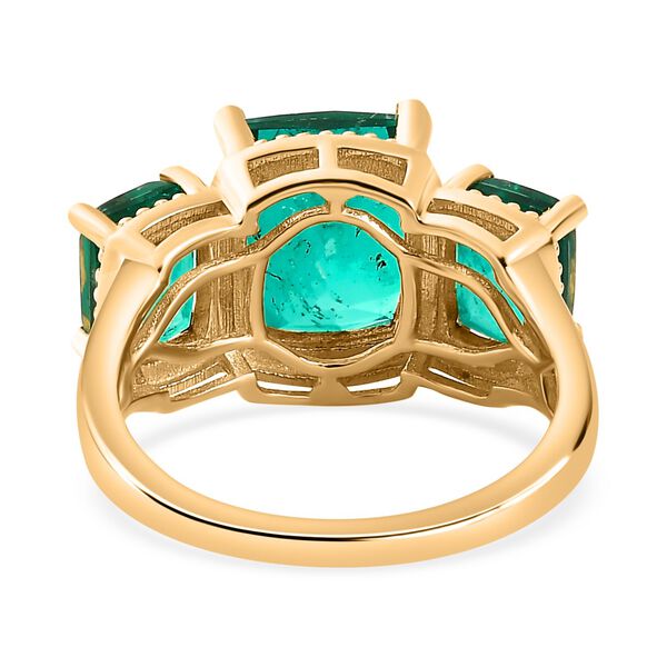 Smaragd-Quarz Triplette Ring 925 Silber 750 Gelbgold Vermeil (Größe 19.00) ca. 6,05 ct image number 6