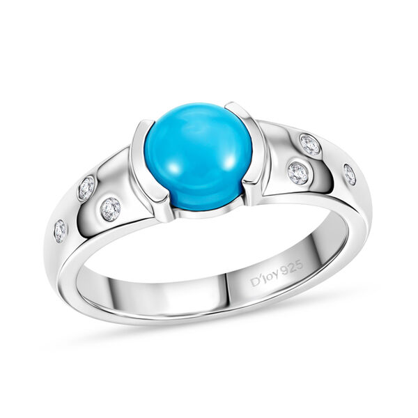 D'Joy Sleeping Beauty T&uuml;rkis, Moissanit Ring 925 Silber platiniert (Gr&ouml;&szlig;e 19.00) ca. 1,35 ct image number 3