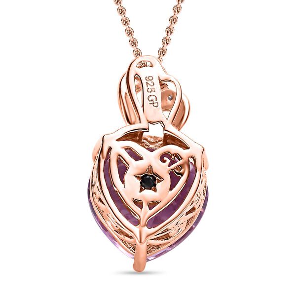 GP Art Déco Kollektion - Rose De France Amethyst, Diamant und Kanchanaburi blauer Saphir-Anhänger mit Kette in Silber image number 5