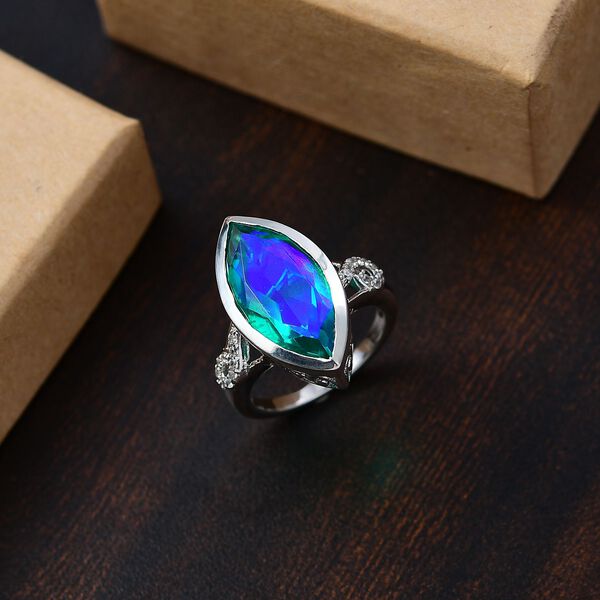 Pfau Triplett Quarz und  Zirkon Ring - 9,02 ct. image number 2