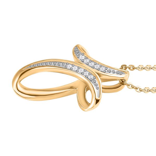 Wei&szlig;er Diamant Anh&auml;nger mit Kette, 925 Silber Gelbgold Vermeil image number 4