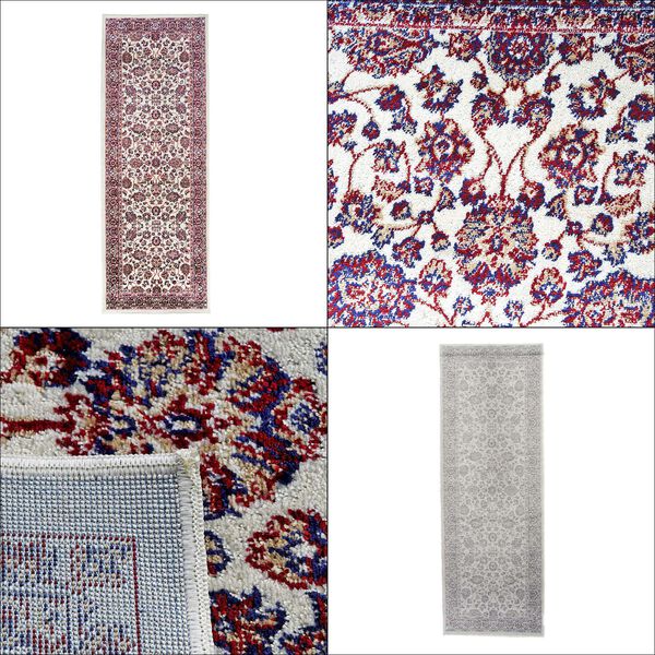 Moderner grauer & mehrfarbiger Läufer - 950 GSM, Größe: 66x180cm, creme image number 8