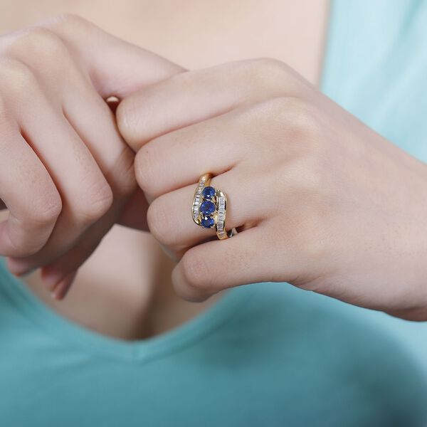 Blauer Saphir und Zirkon-Ring - 1,96 ct. image number 10