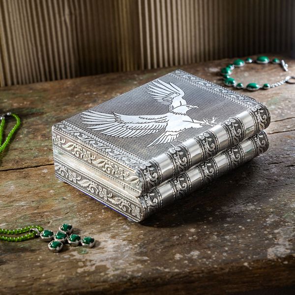 Handgefertigtes, Aluminium-Schmuckkästchen, silber, Adlerprägung image number 2