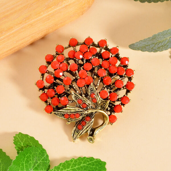 Roter Kristall Brosche  Antikes Gold image number 2