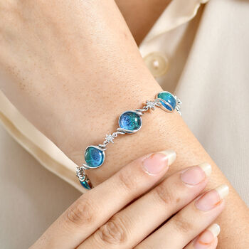 GP Celestial Kollektion- Blaues Muranoglas aus Italien, Zirkon und blaues Saphir Armband, 19cm