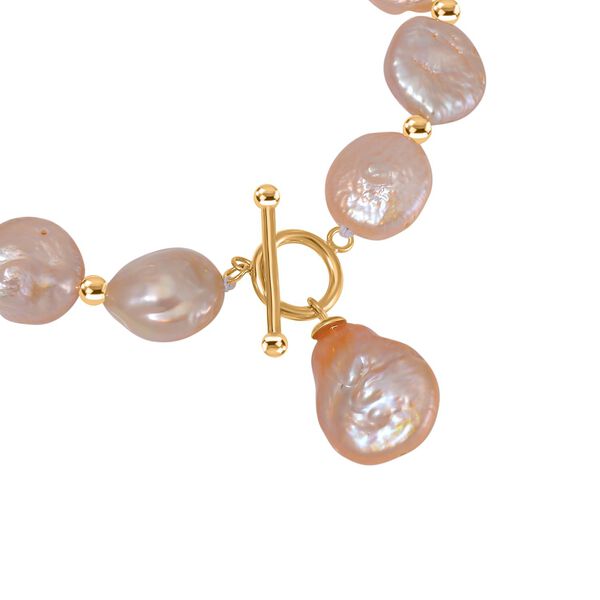 11-12mm pfirsich S&uuml;&szlig;wasserperlen-Armband, 19cm - 64 ct. image number 3