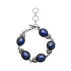 Lapislazuli-Armband, ca. 20 cm, silberfarben, schwarz oxidiert ca. 45,00 ct