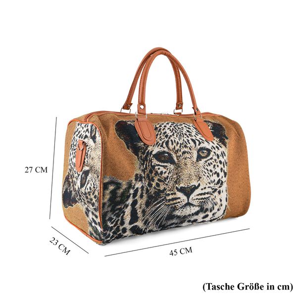 Reisetasche, 45x23x27cm, Braun mit Leopardenmuster image number 9