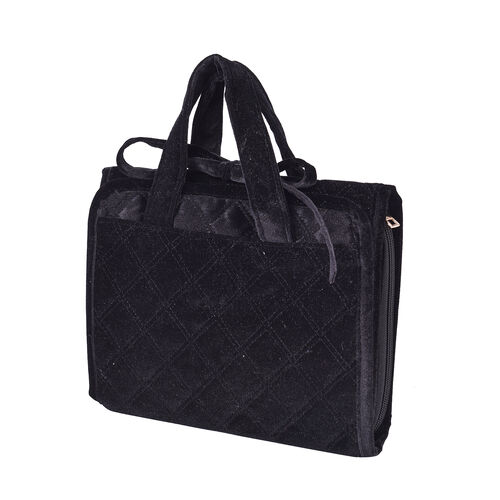 Reisetasche für Kosmetik und Schmuck mit abnehmbarem Schmuckfach, gefaltet 25x20x4cm, ungefaltet 25x78x4cm, schwarz image number 1