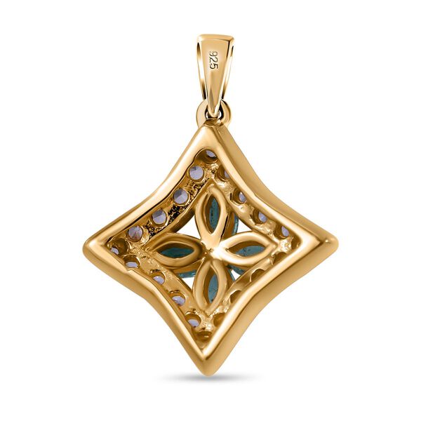 AAA Gemfields Smaragd, Weißer Zirkon Anhänger 925 Silber Gelbgold Vermeil ca. 0.84 ct image number 3