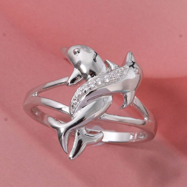 LUSTRO STELLA - Weißer Zirkonia Ring 925 Silber rhodiniert (Größe 18.00) image number 1