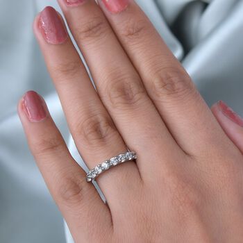 LUSTRO STELLA Hergestellt mit ZIRKONIA Half Eternity Ring 925 Silber Platin-&Uuml;berzug